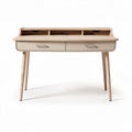 Desk with two drawers and storage compartments in beige wood finish 120 x 60 x 75cm