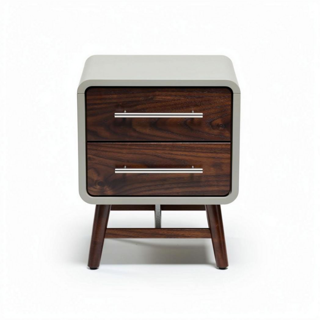 Modern bedside table with wood frame and two drawers 45 x 40 x 50cm