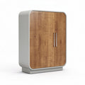 Wooden storage cabinet with metal frame and sliding doors 80 x 50 x 120cm