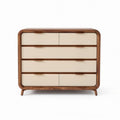 Wooden dresser with four drawers and cream ribbed front in modern design