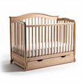 Wooden baby crib with storage drawer natural finish 120 x 60 x 90cm