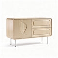 Wooden sideboard with textured doors and silver legs 80 x 40 x 60cm
