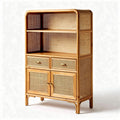Rattan storage cabinet with two drawers and open shelving 80 x 40 x 120cm
