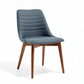 Dining chair in blue fabric with wooden legs 45 x 50 x 85cm