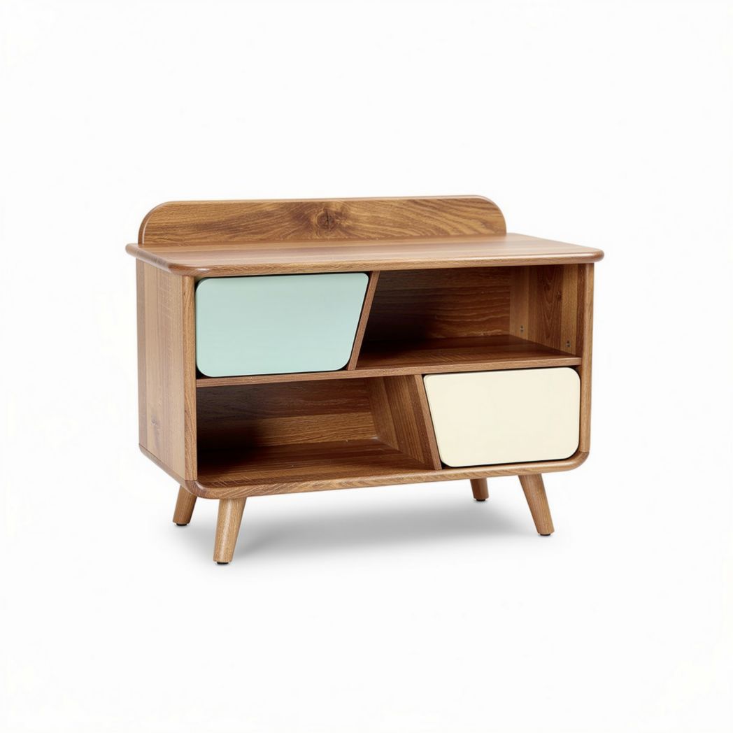 Wooden storage console with two-tone drawers for living room 60 x 30 x 45cm